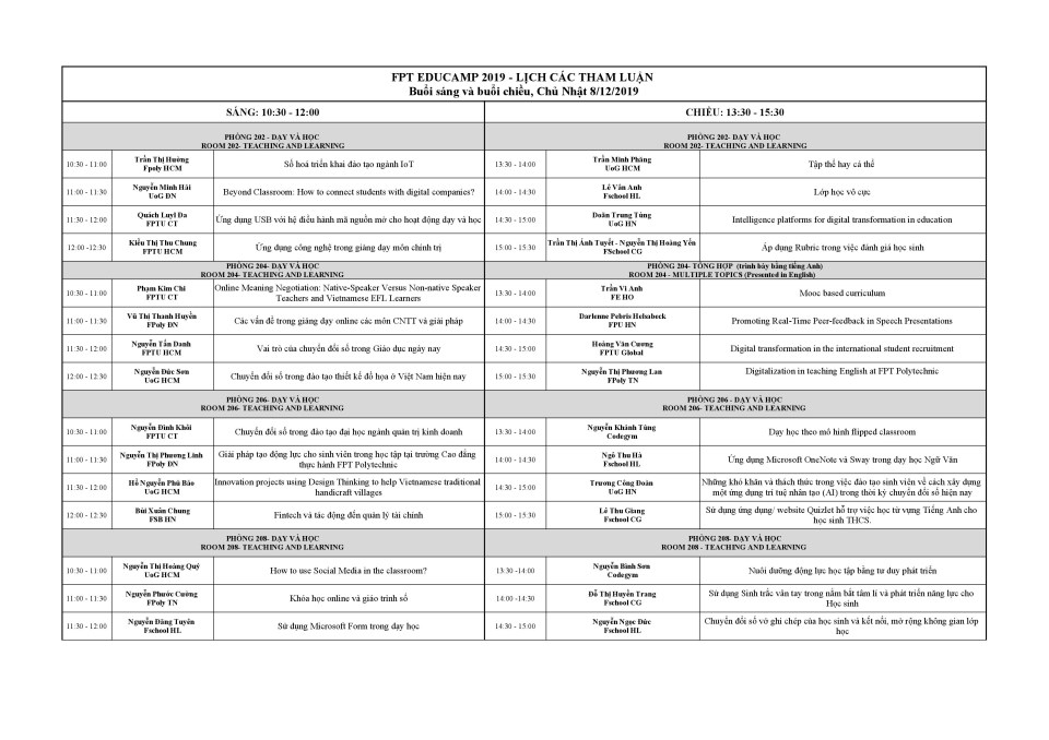 Timeline các tham luận tại FPT Educamp 2019 cải thiện việc học cùng trải nghiệm cho học sinh, sinh viên