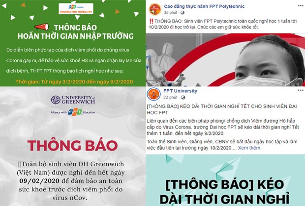 Phòng ngừa virus Corona, FPT Edu kéo dài kỳ nghỉ Tết cho 52.000 học sinh, sinh viên