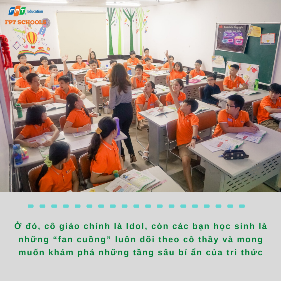 Cô giáo hưỡng dẫn các bạn nhỏ học tiếng anh bằng phương pháp học cùng trải nghiệm sao cho hiệu quả.