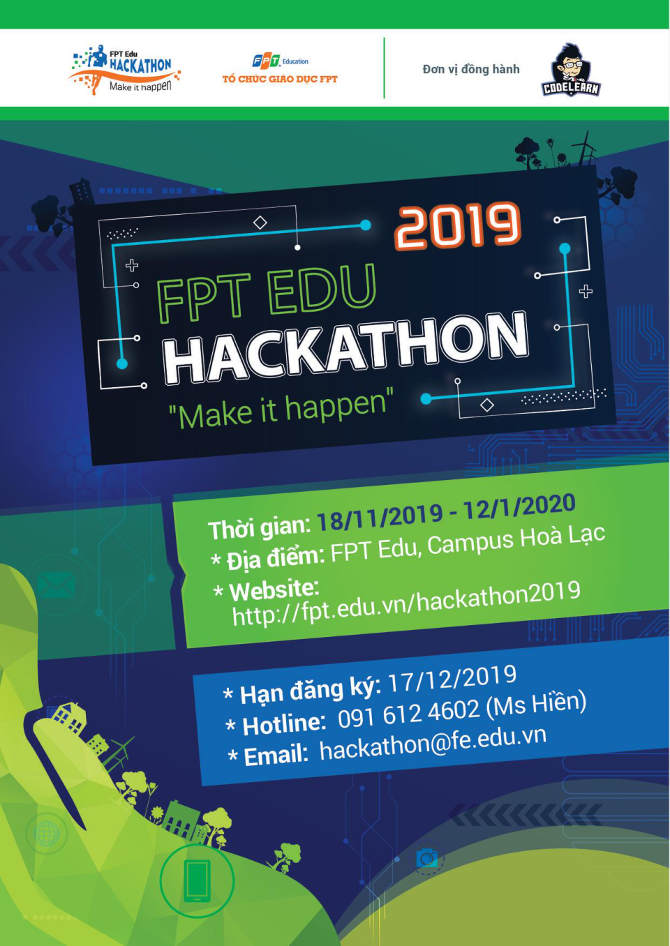 Tại FPT Edu Hackathon, các đội thi sẽ học cùng trải nghiệm lập trình hoàn thiện một sản phẩm công nghệ theo chủ đề năm nay là bảo vệ môi trường
