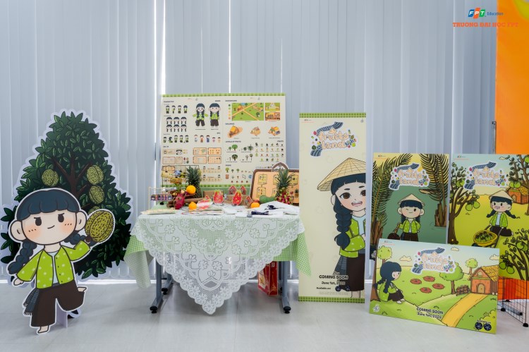 Góc trưng bày vật phẩm của Dự án Fruitsland tại Triển lãm đồ án tốt nghiệp Trường ĐH FPT phân hiệu Cần Thơ