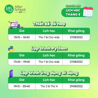 FPT AfterSchool Hà Nội sắp khai giảng các khoá học trong tháng 8