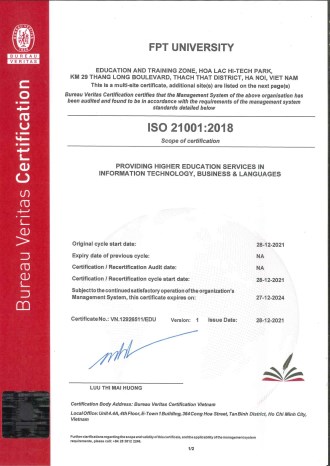 Đại học FPT đạt chứng nhận ISO